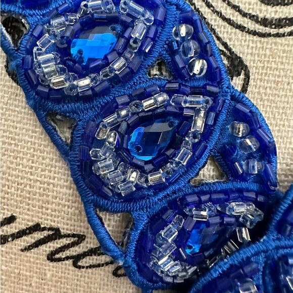 JASZ Couture Stunning Gown. Plunging back crisscross cut glass,And Beads sz6 - Picture 5 of 15